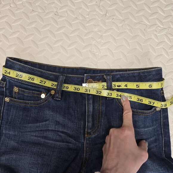 Tory Burch Bootcut Jeans Womens 25 Classic Tory Logo Low Rise Y2K Style Designer - Picture 9 of 13